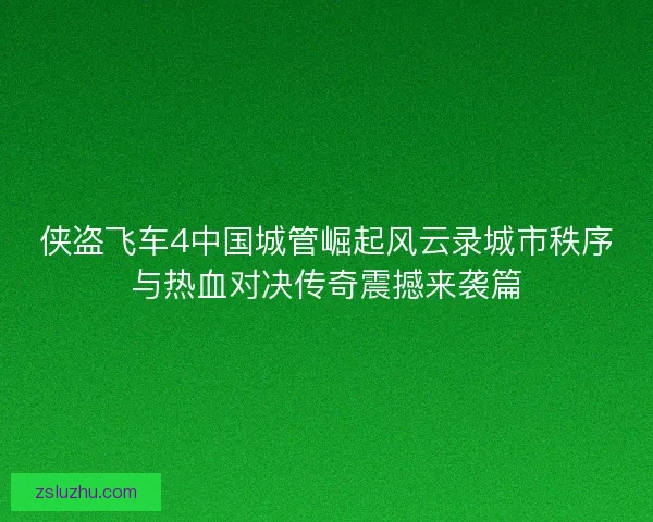侠盗飞车4中国城管崛起风云录城市秩序与热血对决传奇震撼来袭篇