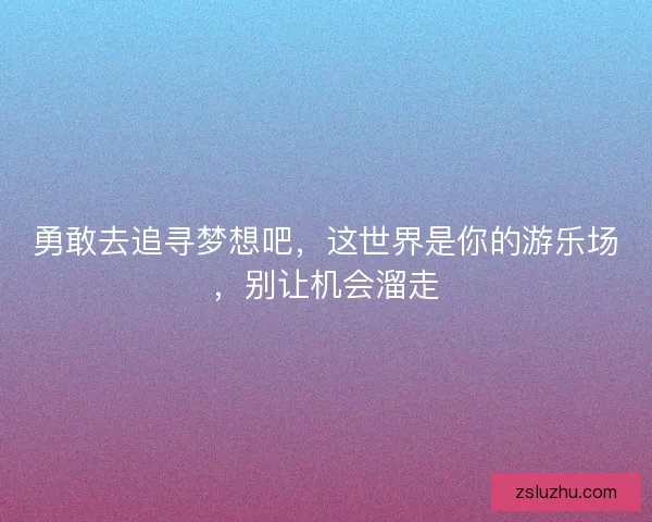 勇敢去追寻梦想吧，这世界是你的游乐场，别让机会溜走